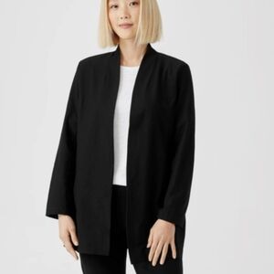 Eileen Fisher 100% Merino Wool Cardigan Small Sweater Black Open Cozy